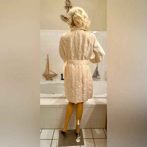 DESIGNER! DONCASTER COLLECTION!🌸100% SILK PEACOAT/DUSTER/White/Size-10 - Picture 5 of 16